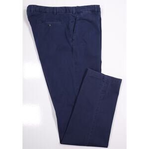 Gio Zubon LBM 1911 Navy Blue Twill Cotton Flat Front Chino Pants 38x34